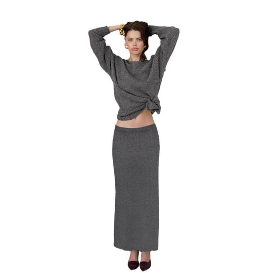 Damen eleganter, figurbetonter Midi-Rock aus hochwertiger Wollmischung R&B