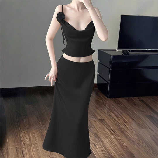 Damen elegantes zweites Etui-Kleid mit Rüschen und Trägern R&B