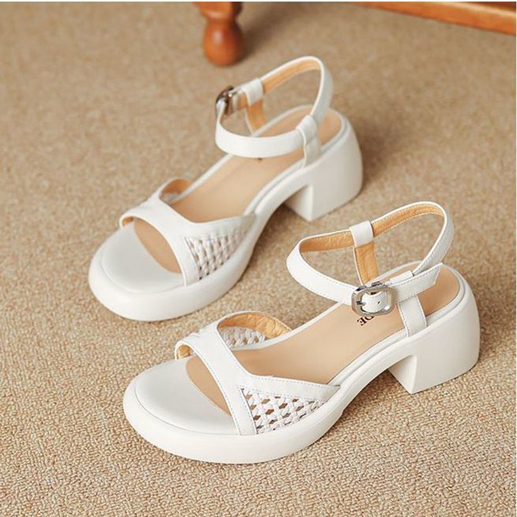 Damen elegante Plateau-Sandalen mit modischem Riemen und ergonomischem Fußbett R&B