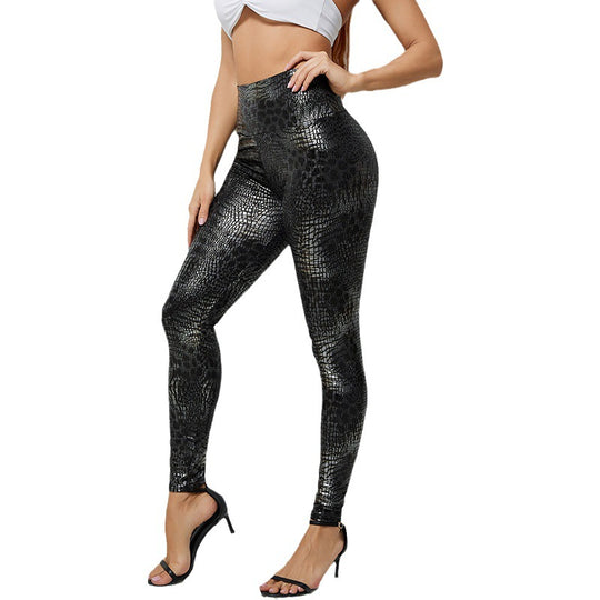 Damen Hochglänzende Leggings im Schlangenmuster R&B
