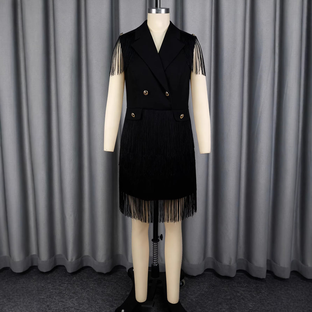 Damen Fransen-Kleid im eleganten Blazer-Stil R&B