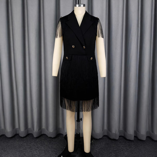 Damen Fransen-Kleid im eleganten Blazer-Stil R&B