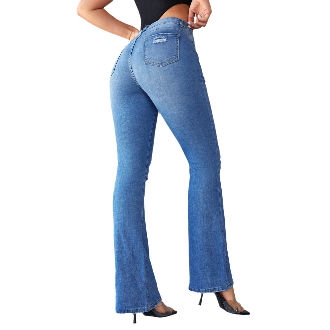 Damen Flared Jeans mit modischen Rissdetails R&B