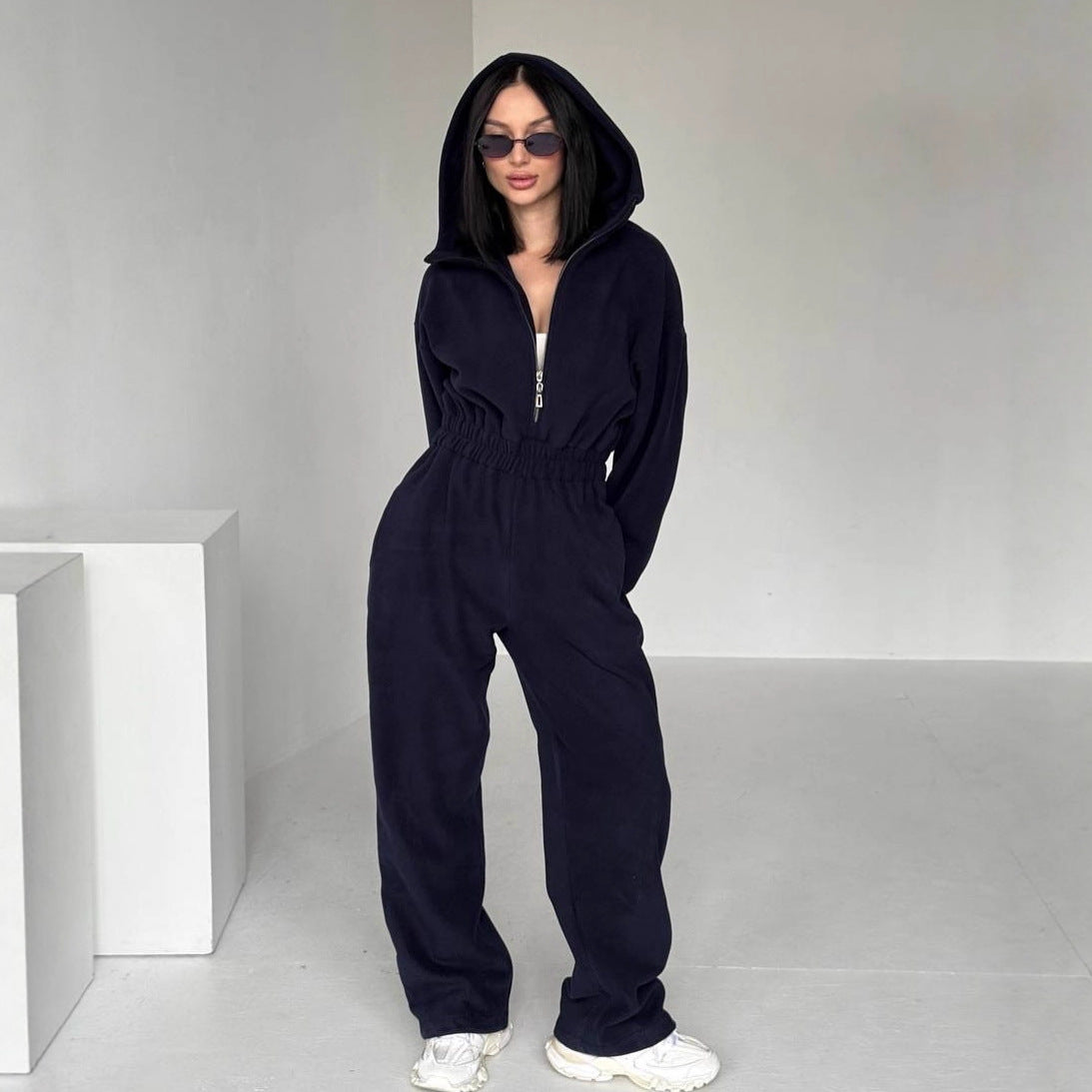 Damen Fleece Jogginganzug mit kurzem Reißverschluss R&B