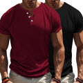 Herren Kurzarm Henley-T-Shirt mit strukturiertem Rippdesign Heidi-Mode