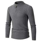 Herren Strickpullover mit Reißverschluss und strukturierter Rippoptik