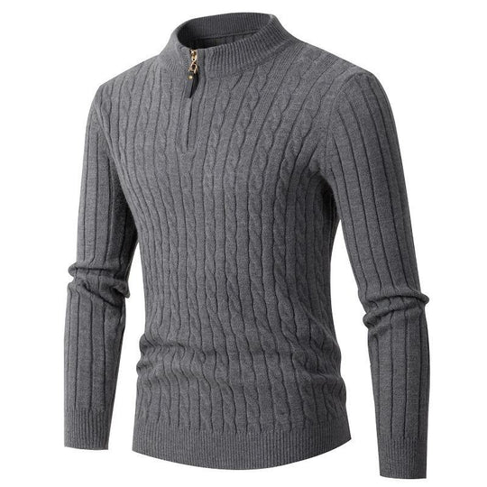 Herren Strickpullover mit Reißverschluss und strukturierter Rippoptik R&B