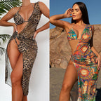 Damen Triangel-Bikini-Set mit transparentem Strandüberwurf R&B