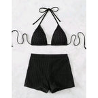 Damen Triangel-Bikini mit hochwertigem Rüschendesign und stretchy Shorts R&B