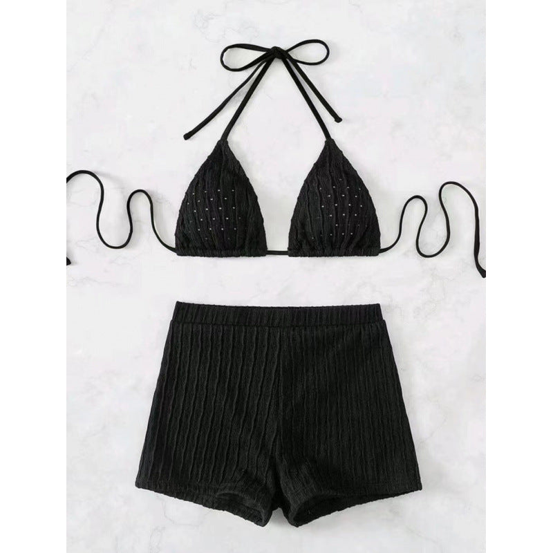 Damen Triangel-Bikini mit hochwertigem Rüschendesign und stretchy Shorts R&B