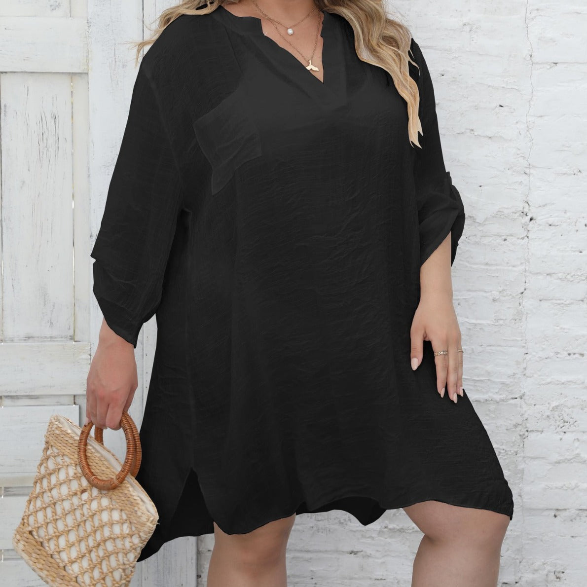 Damen lässiges Strandkleid mit seitlichem Schlitz R&B