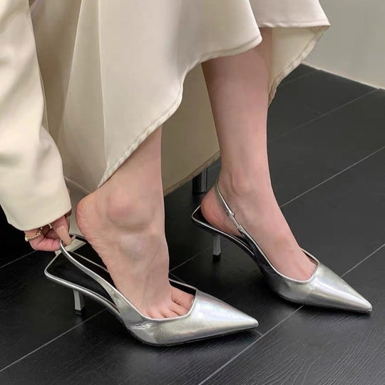Damen Slingback Pumps aus hochwertigem Metallic-Leder R&B