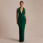 Damen Elegantes Abendkleid mit tiefem V-Ausschnitt und fließendem Schnitt R&B