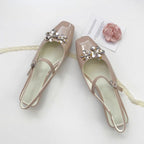 Damen Slingback-Pumps mit glamourösem Blumenschmuck und stilvollem Design
