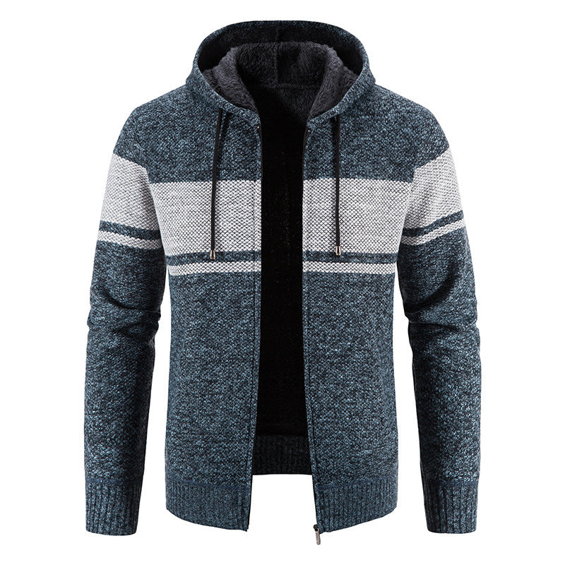 Herren Kapuzenjacke mit modernem Strickdesign und weichem Innenfutter
