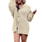 Damen Grobstrickjacke mit weiten Ärmeln und Kapuze R&B