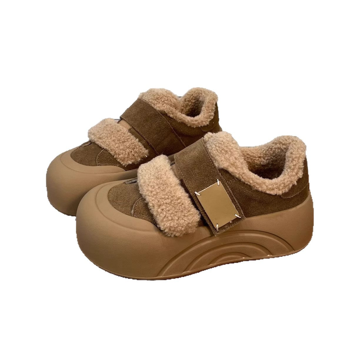 Damen Clogs mit flauschigem Innenfutter und verstellbarem Klettverschluss R&B
