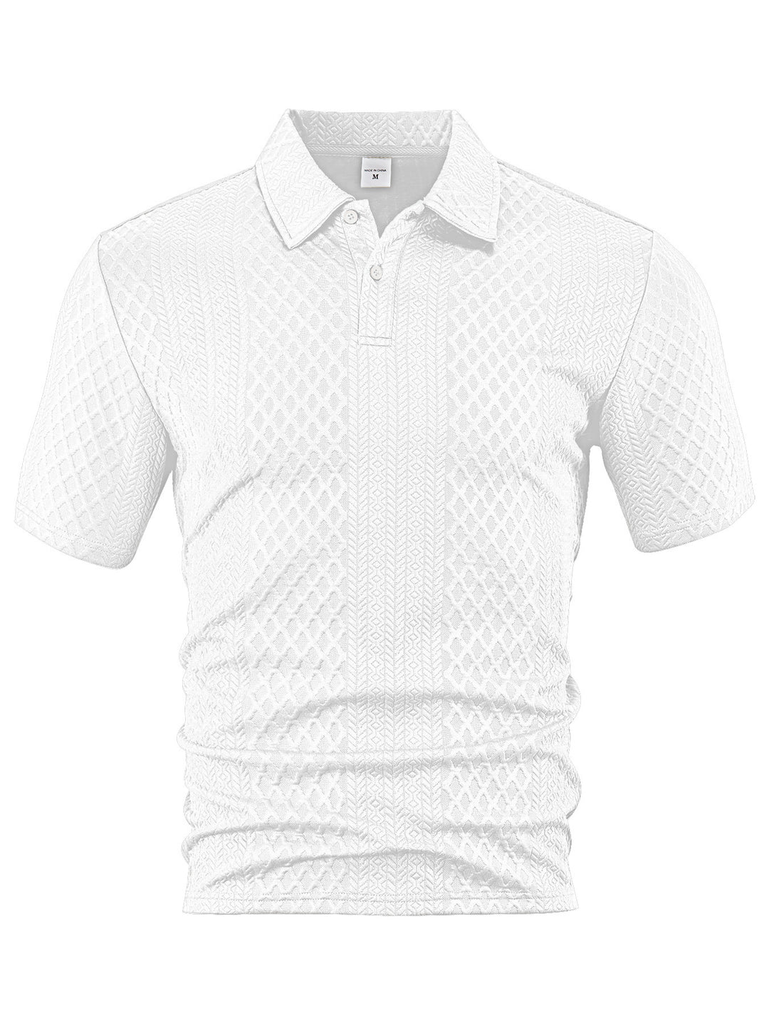 Herren nan texturiertes Jacquard-Poloshirt kurzärmelig schmaler Schnitt mit Polokragen R&B