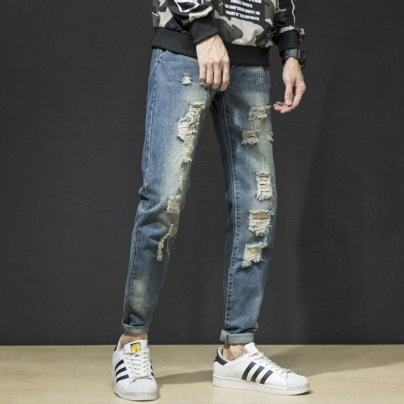 Herren Ripped Denim-Jeans im lässigen Urban-Style R&B
