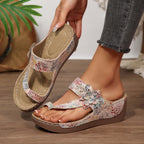 Damen Sandalen mit floralem Dekor und komfortablem Plateau R&B
