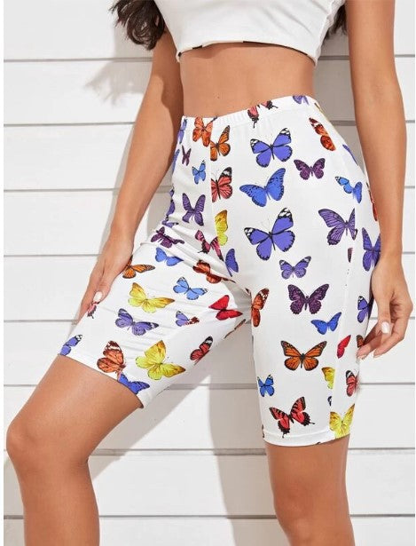 Damen Radhosen mit buntem Schmetterlingsdruck R&B