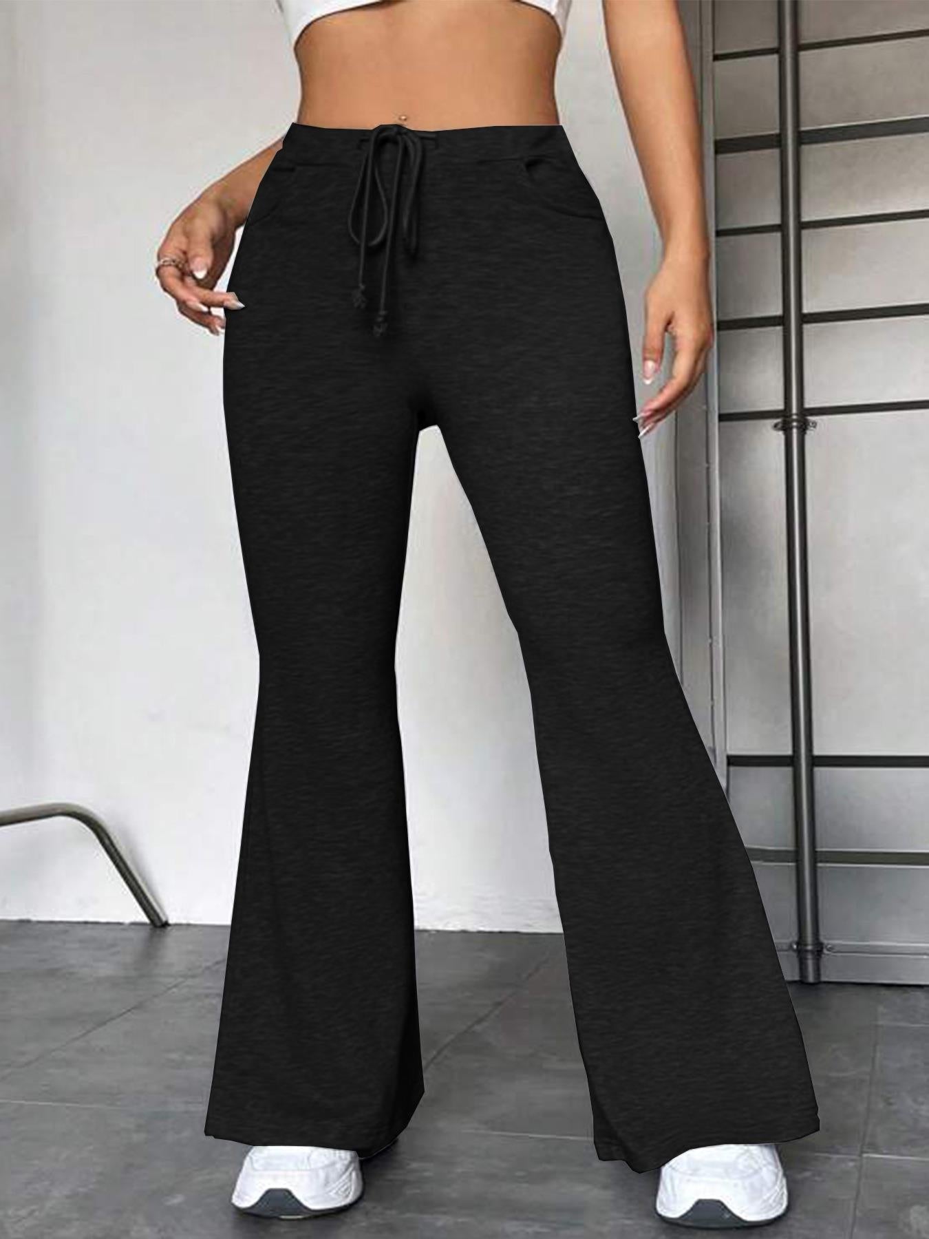 Damen Sportliche Sweathose mit weitem Bein und verstellbarem Bund R&B