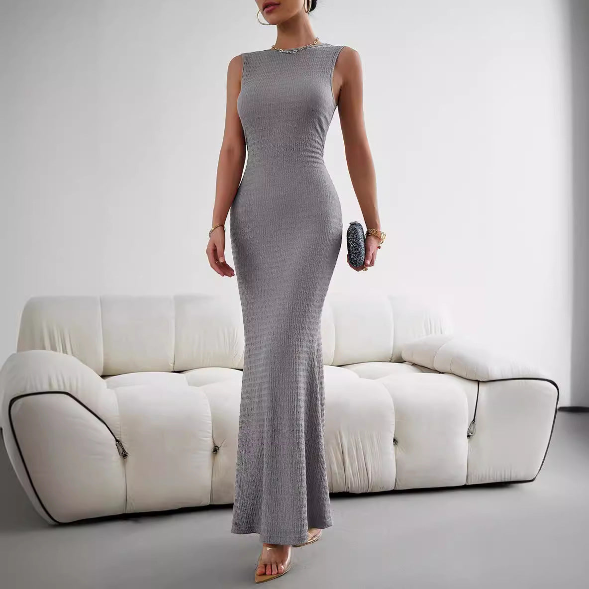 Damen Figurnahes Maxikleid mit seitlichem Schlitz R&B