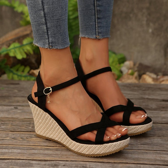 Damen Wedge-Sandalen mit eleganten Riemchen und bequemer Sohle R&B