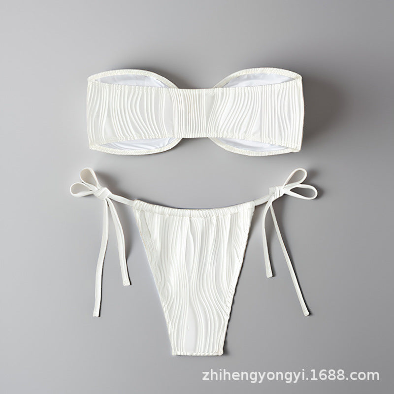 Damen Bandeau-Bikini mit dekorativem Muschelverschluss R&B