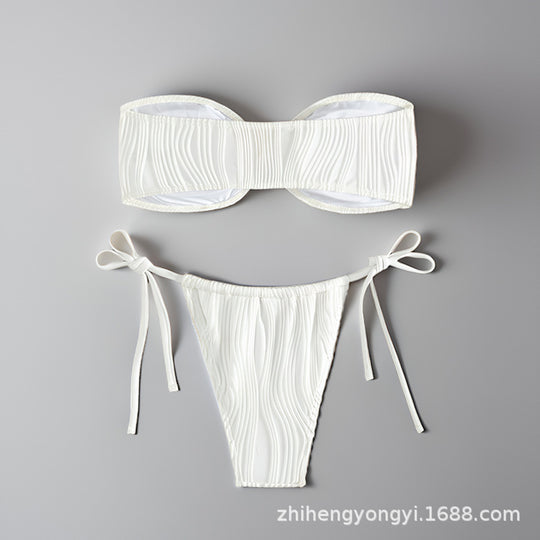 Damen Bandeau-Bikini mit dekorativem Muschelverschluss R&B