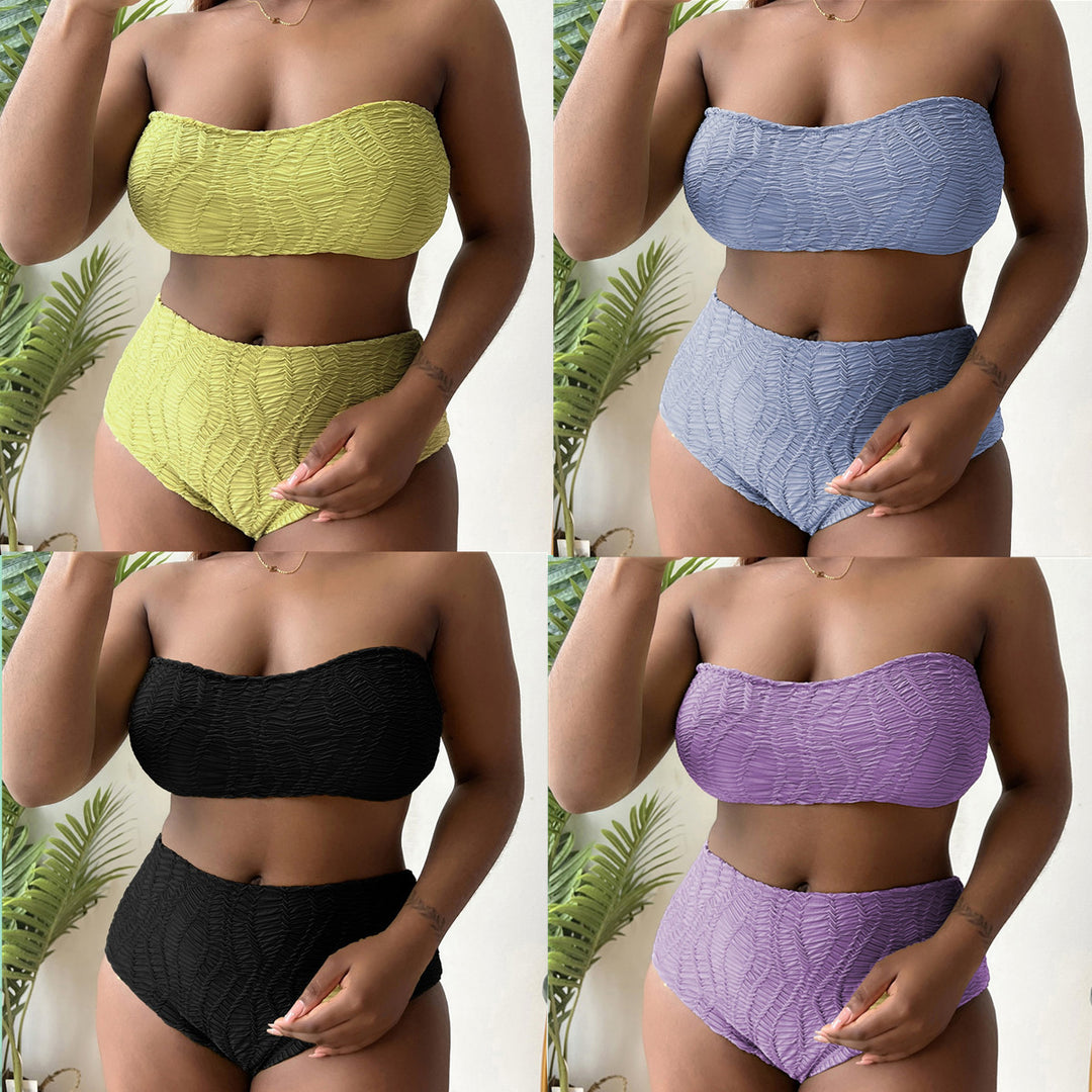 Damen Hoch tailliertes Bustier-Bikini-Set mit Rüschen-Design R&B