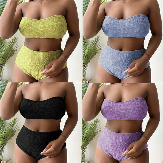 Damen Hoch tailliertes Bustier-Bikini-Set mit Rüschen-Design R&B