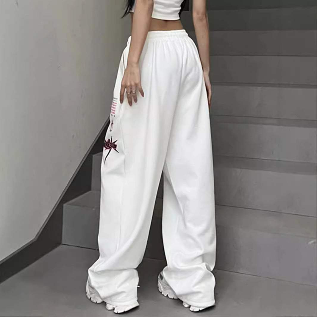 Damen Baggy-Hose mit auffälligem Grafikdruck und elastischem Bund R&B
