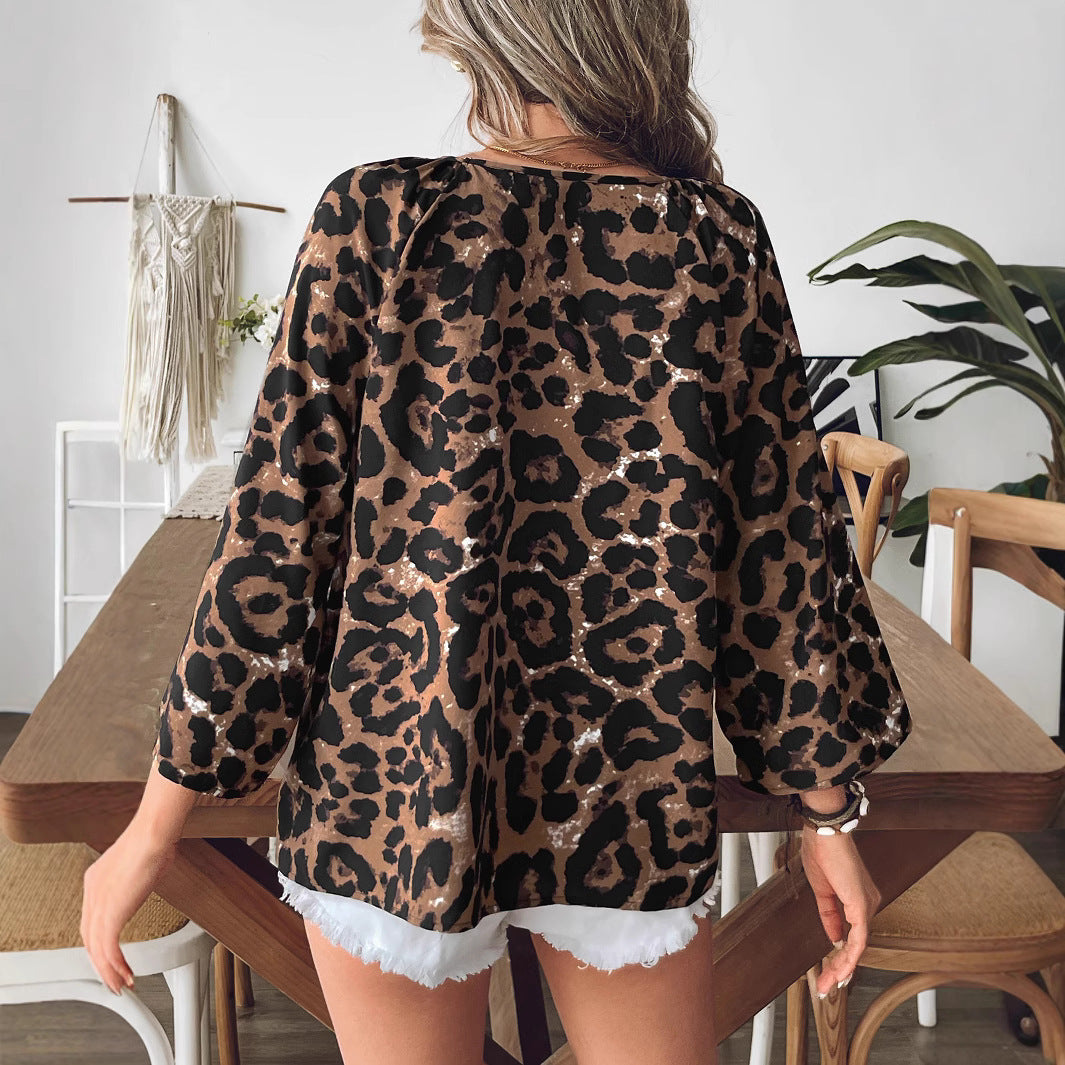 Damen Bluse mit Leopardenmuster R&B