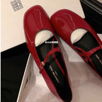 Damen elegante Ballerinas mit dekorativem Riemendesign und komfortablem Blockabsatz