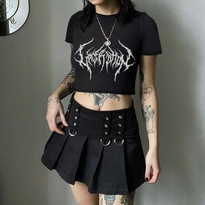 Damen Crop-T-Shirt mit fruchtigem Kirschdesign und lockerem Schnitt R&B