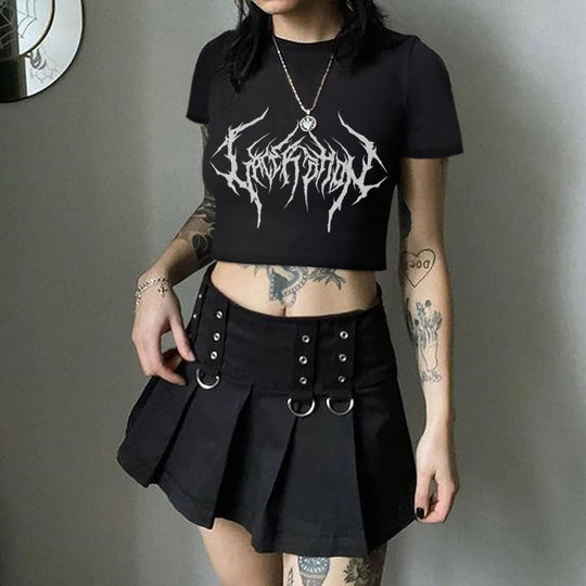 Damen Crop-T-Shirt mit fruchtigem Kirschdesign und lockerem Schnitt R&B