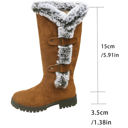 Damen Winterstiefel mit kuscheligem Kunstfellkragen und rutschfester Sohle R&B