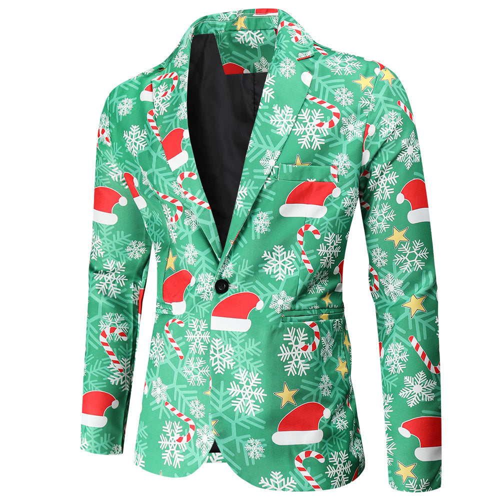 Herren Festlicher Blazer mit weihnachtlichem Motiv und modernem Schnitt R&B