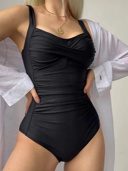 Damen Einteiliger Badeanzug mit raffiniertem Rüschendesign R&B