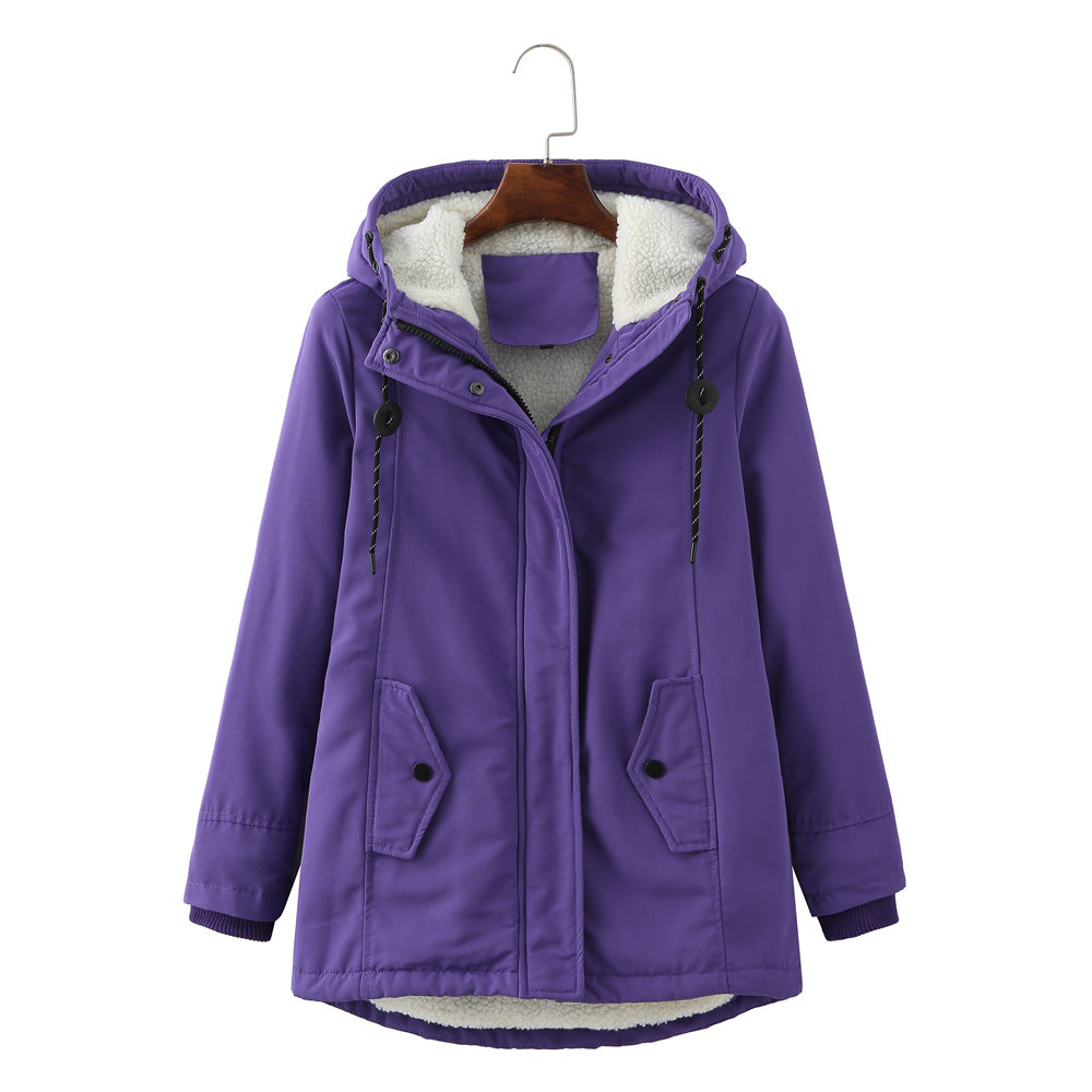 Damen warme Fleecegefütterte Parka-Jacke mit verstellbarem Taillenzug R&B