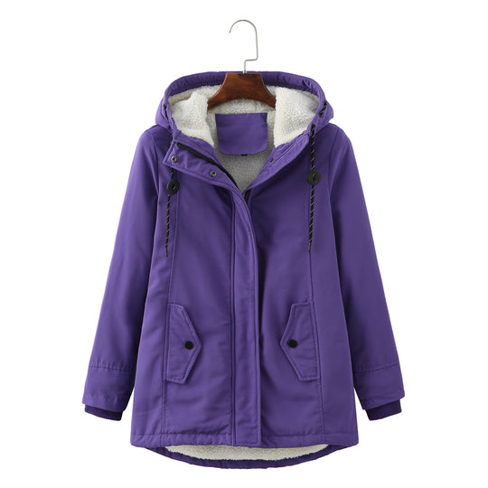 Damen warme Fleecegefütterte Parka-Jacke mit verstellbarem Taillenzug R&B
