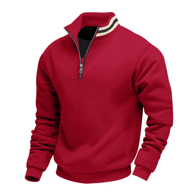Herren nan Halbzip-Sweatshirt mit sportivem Ringkragen und weichem Fleece-Innenfutter R&B