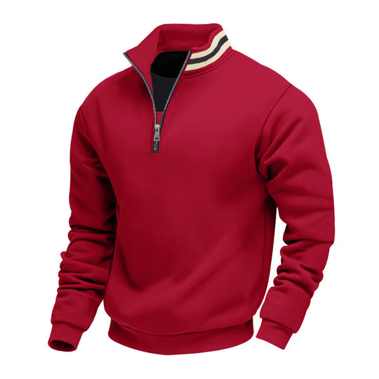 Herren nan Halbzip-Sweatshirt mit sportivem Ringkragen und weichem Fleece-Innenfutter R&B