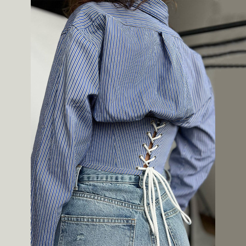 Damen Hemdbluse mit innovativem Schnitt und strukturierten Ärmeln R&B