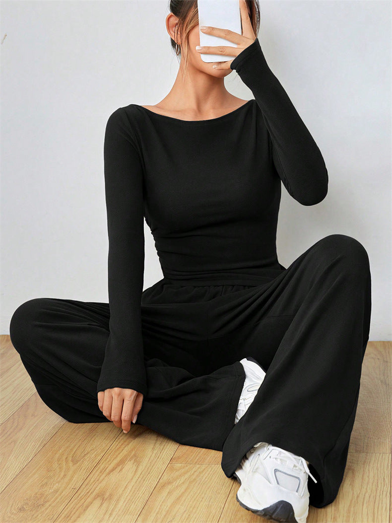 Damen Lässiges Oberteil und weite Hose Set R&B