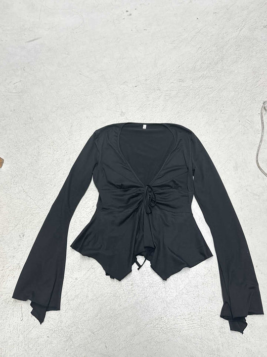 Damen Wickeloberteil mit voluminösen Ärmeln und raffinierten Knotendetails R&B