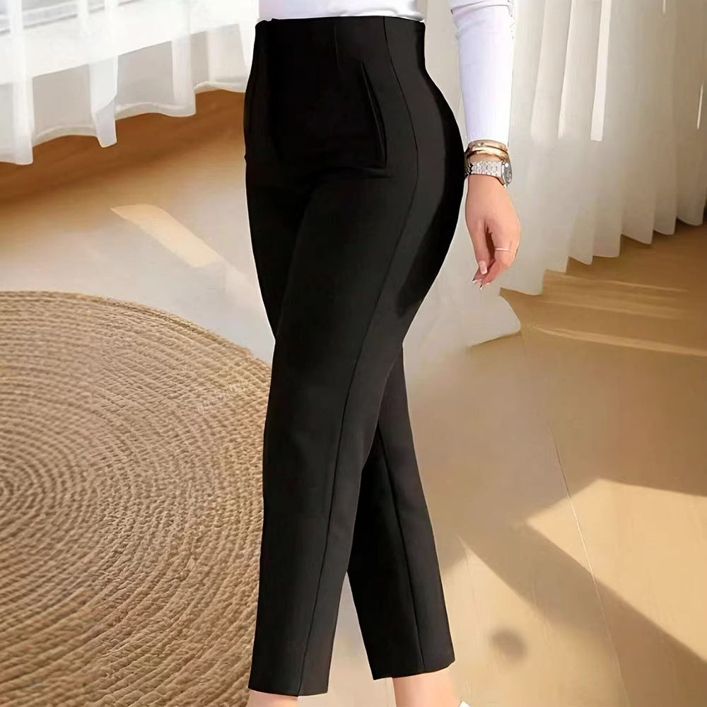 Damen elegante Anzughose mit hohen Bund und schmalem Bein EB