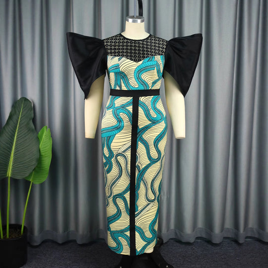 Damen Elegant designendes Maxikleid mit auffälligen Puffärmeln R&B