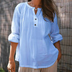 Damen lässige Bluse mit Knopfleiste